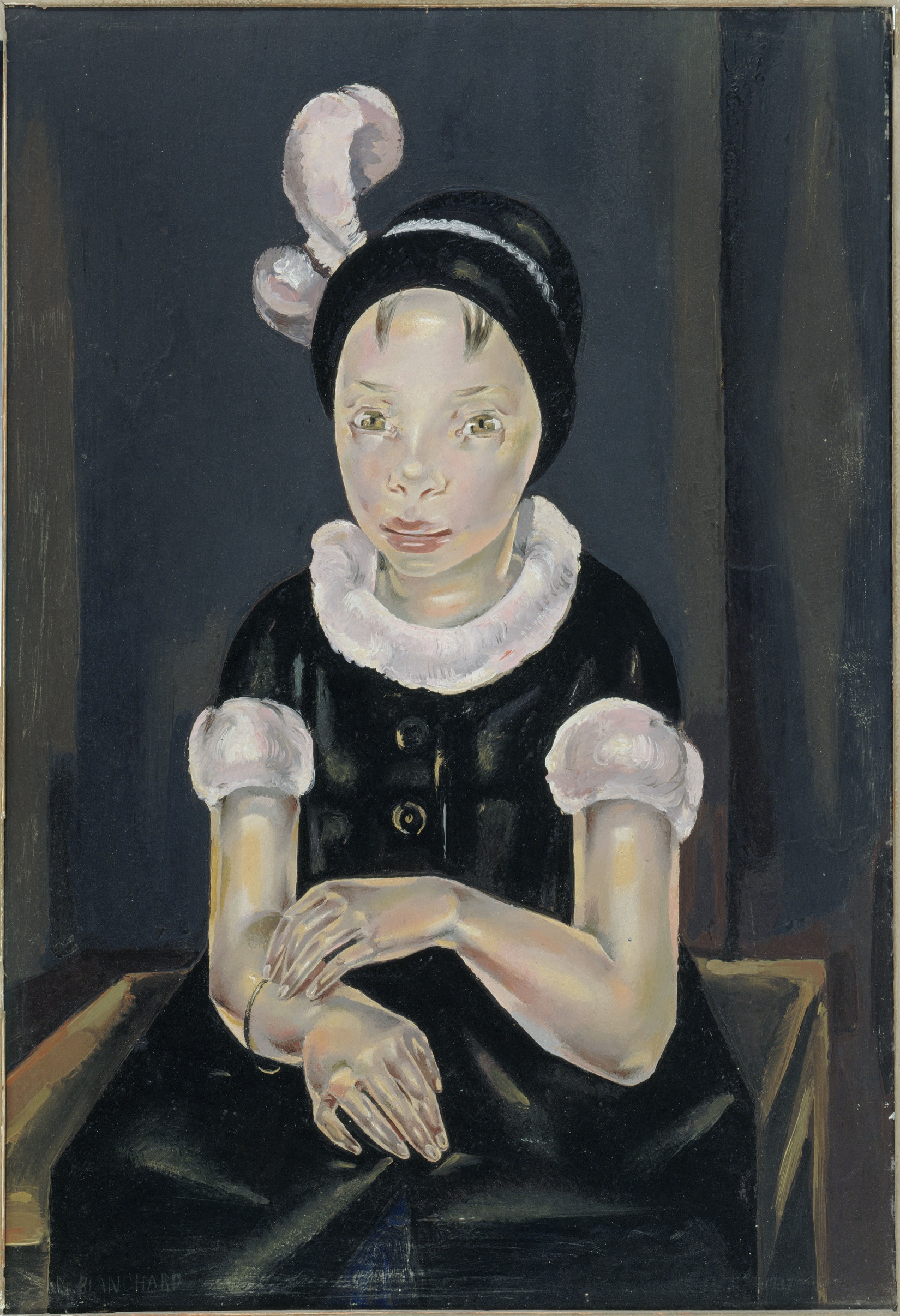 Maria Blanchard (1881-1932). "Fillette en noir et en rose". Huile sur toile, 1926. Paris, musée d'Art moderne.