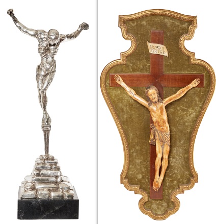 Dalí, Cristo de San Juan de la Cruz; Cristo crucificado, Escuela indoportuguesa, S. XVII