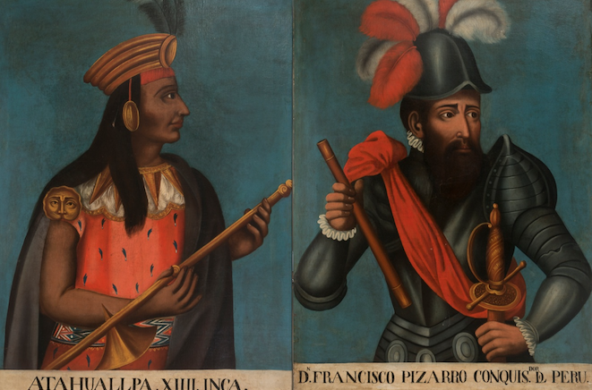 Retratos del emperador Atahualpa y el conquistador Francisco Pizarro, Escuela colonial S. XVIII